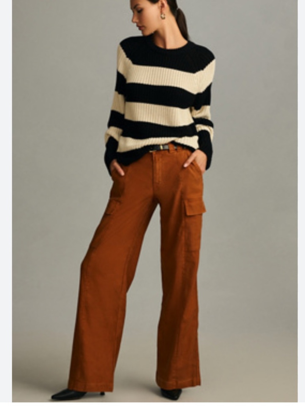 Hudson Jeans Wide-Leg Cargo Pants in Rust Brown
